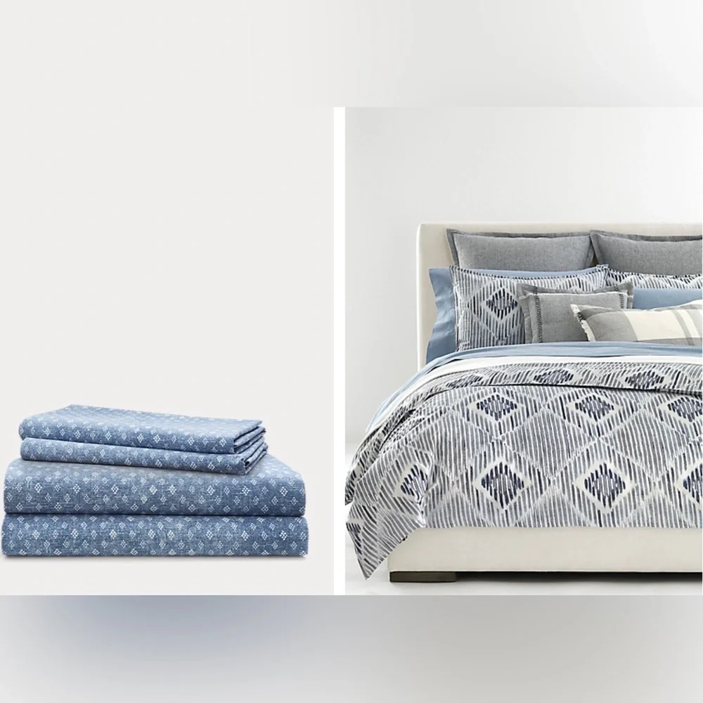 6 Pc Set Lauren Ralph Lauren Gavin Diamond Sheet Set + King Cases